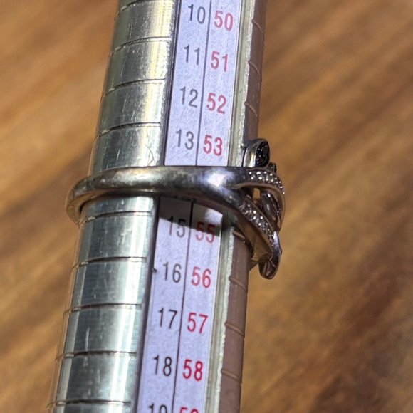 Blue spinel & CZ 925 Leaf Design Ring - Picture 4 of 6